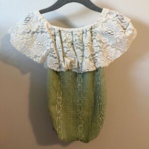 Green and white onesie